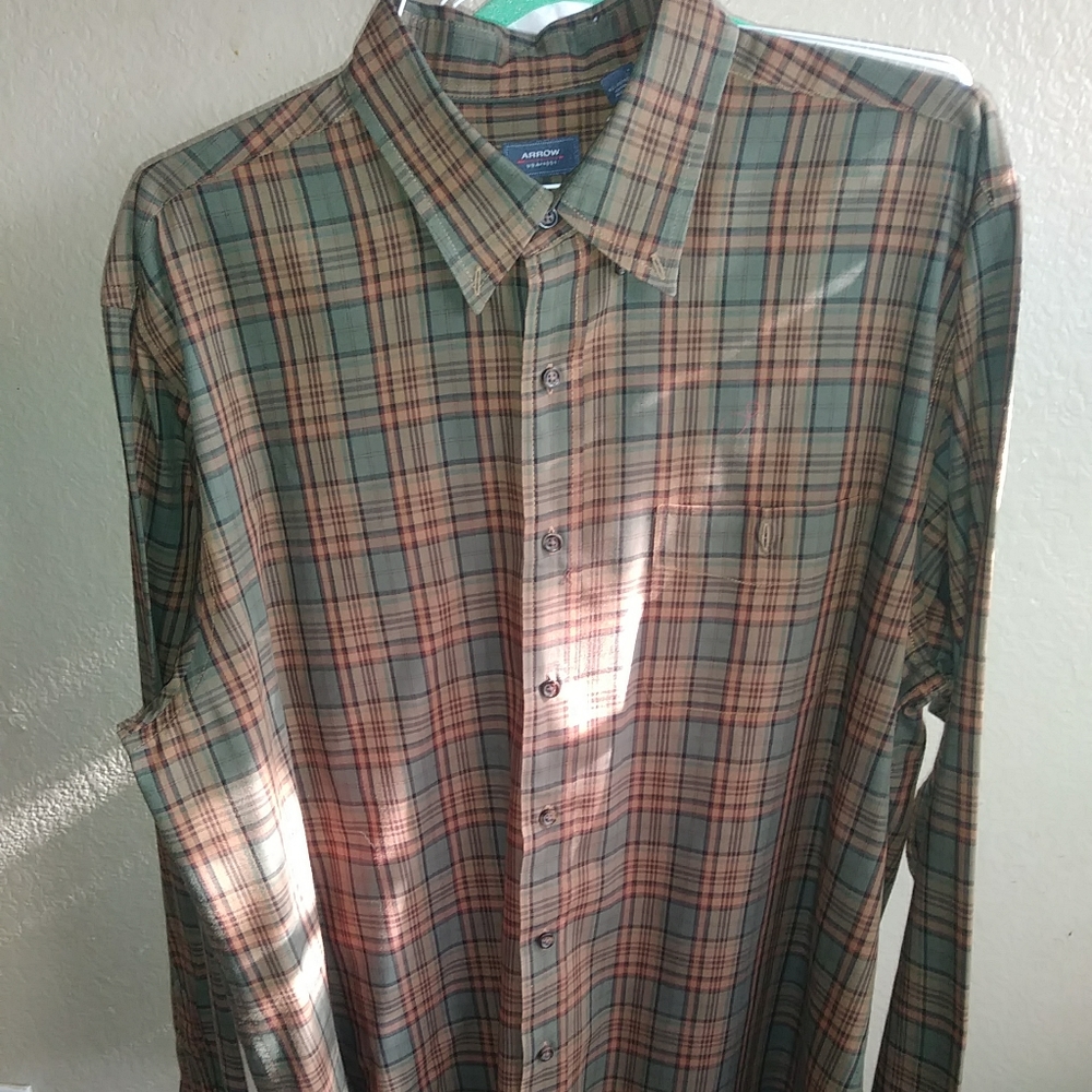 Green and red plaid dress shirt